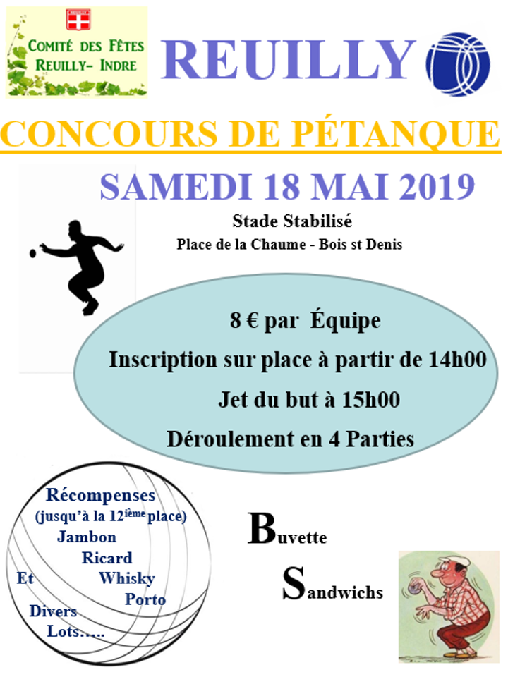 affiche concours pétanque Reuilly comité des fêtes