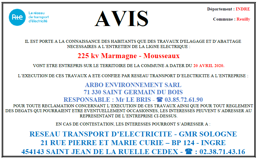 Avis d’élagage des arbres proches des lignes RTE