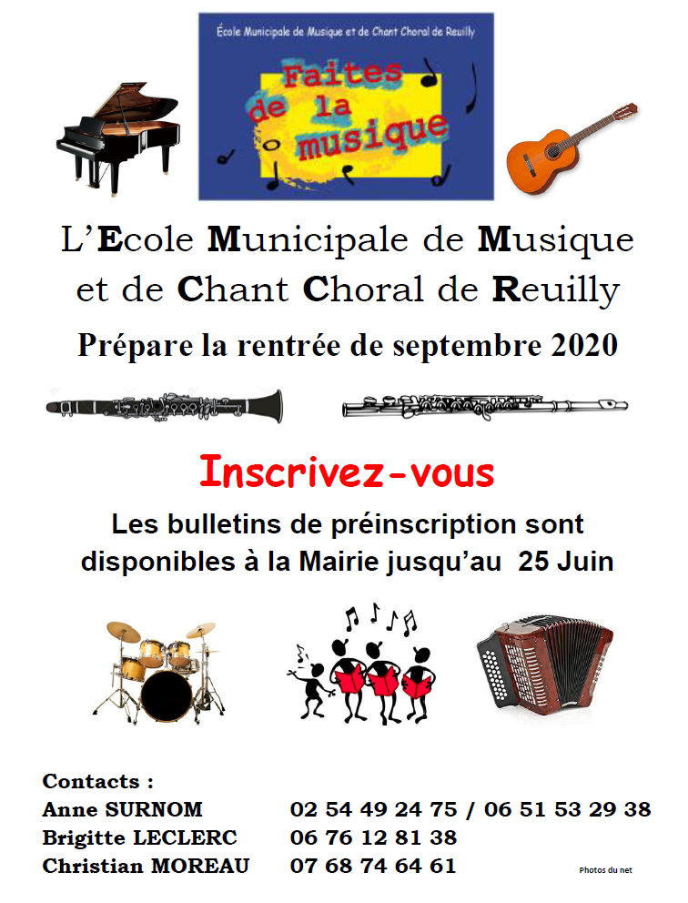 Préinscriptions à l’École Municipale de Musique et de Chant Choral de Reuilly